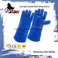 Blue Cowhide Split Leather Industrial Safety Welding Work Glove